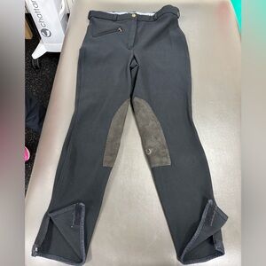 Good Used Condition Black Riding Pants with Brown Knee Patches Size 32